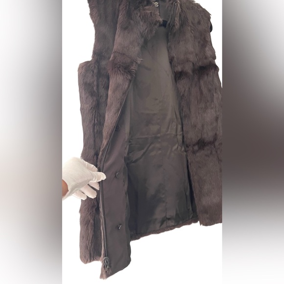 Hilary Radley Brown 100% Rabbit Fur Zip Vest - Size 4 - Picture 13 of 16